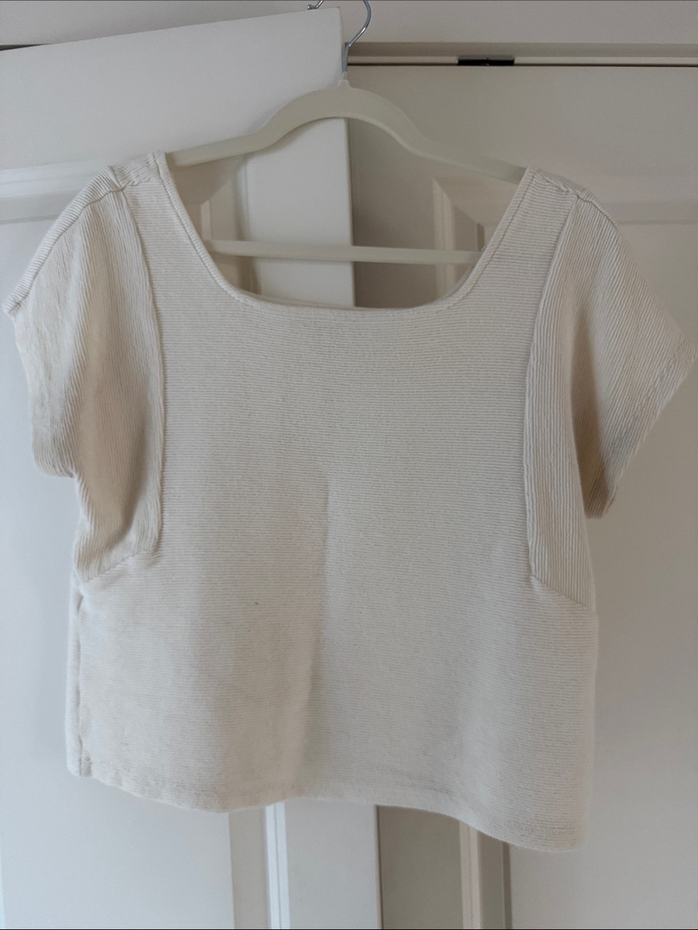 Madewell Cream Short Sleeve Scoop Neck Top